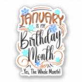 Sticker Janvier Anniversaire Mois, Tout Mois, Anniversaire (Recto)