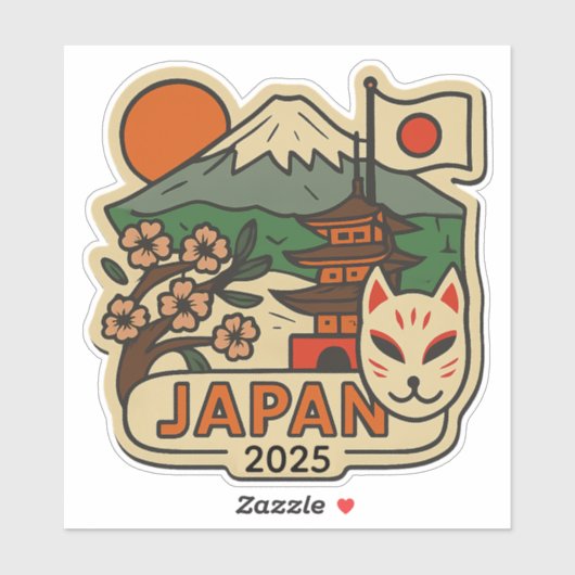 Sticker Japan Travel Design with Custom Year (Feuille)