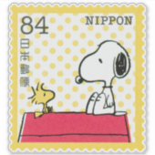 Sticker JAPON, SNOOPY & AMIS BD PEANUTS timbre-poste (Devant)