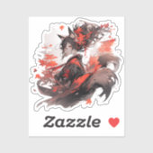 Sticker Japon Yokai Art-Fox filles (Feuille)