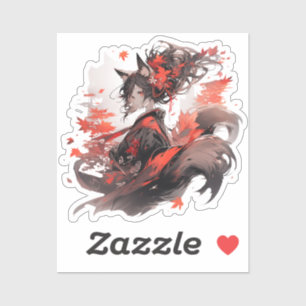 Sticker Japon Yokai Art-Fox filles