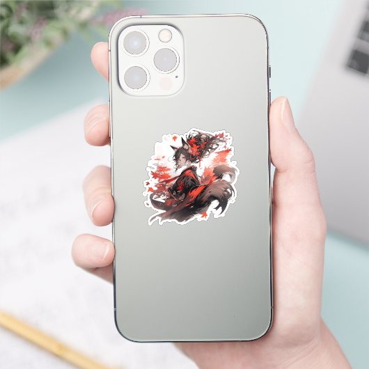 Sticker Japon Yokai Art-Fox filles (Téléphone)