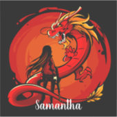 Sticker japonais cool Dragon Rouge (Devant)