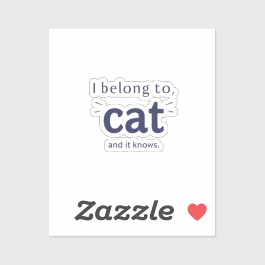Sticker J'appartiens à mon chat (Feuille)