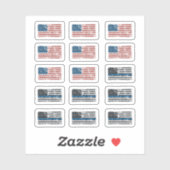 Sticker J'appuie sur le bleu Ligne Bleue mince Amérique gr (Feuille)