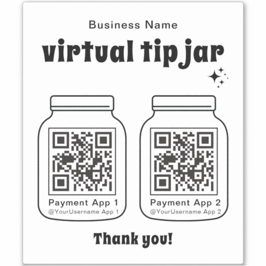 Sticker Jar de conseil virtuel avec 2 code QR (Devant)