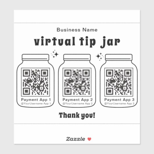 Sticker Jar de conseil virtuel avec 3 code QR (Feuille)