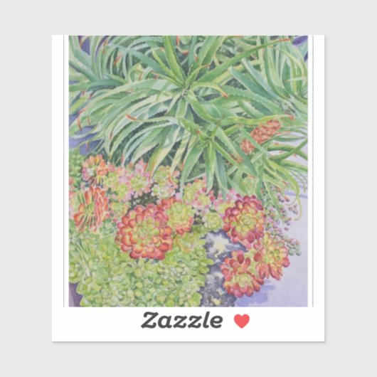 Sticker Jardin de plantes grasses (Feuille)