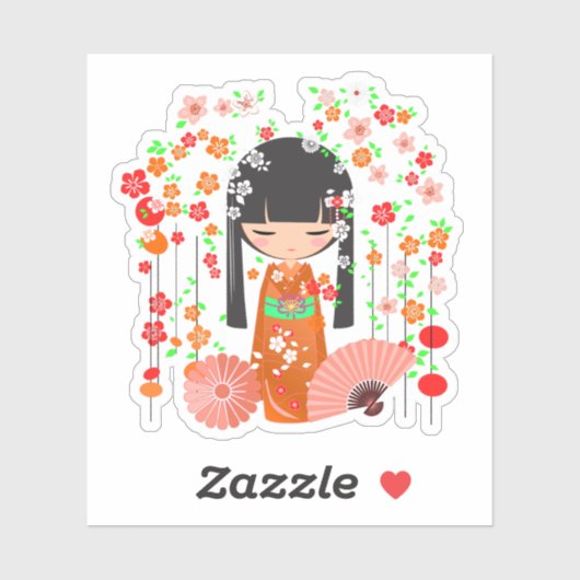 Sticker Jardin de poupées Kokeshi (Feuille)