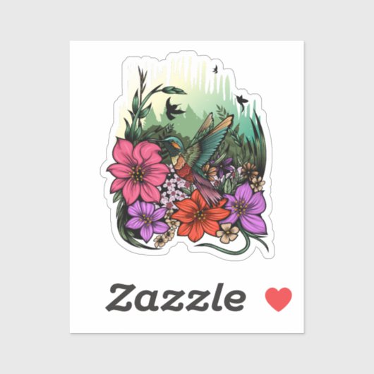 Sticker Jardin des colibris (Feuille)