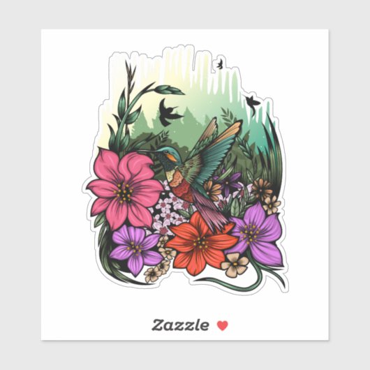 Sticker Jardin des colibris (Feuille)