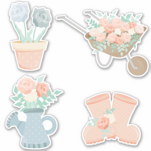 Sticker Jardin Floral rose Pastel (Devant)