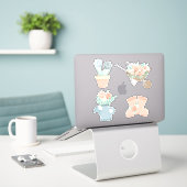 Sticker Jardin Floral rose Pastel (Ordinateur portable sur le bureau)