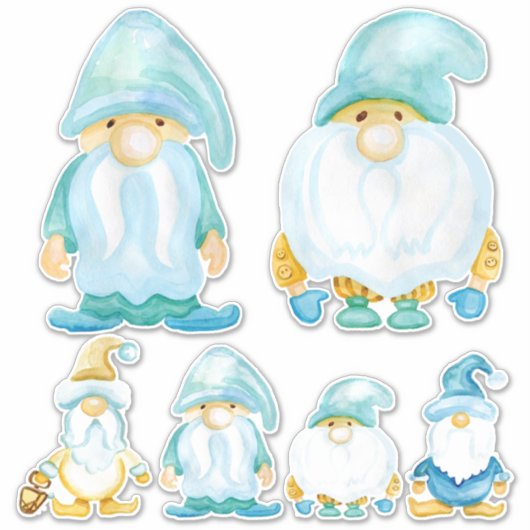 Sticker Jardin Gnome Bros Aquarelle Peint Chambre pour enf (Devant)