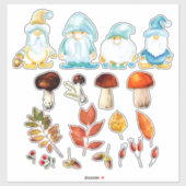 Sticker Jardin Gnome Forêt d'automne Feuilles Champignons  (Feuille)