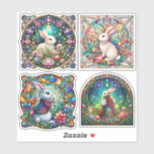 Sticker Jardin Imaginaire Bunny Vitrail Pâques (Feuille)