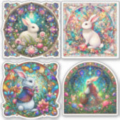 Sticker Jardin Imaginaire Bunny Vitrail Pâques (Devant)