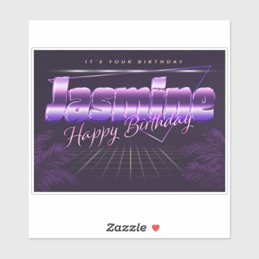 Sticker Jasmine Prénom lila retro Broker (Feuille)