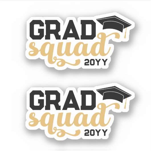 Sticker Jaune Black Grad Squad Ajouter Année (Devant)
