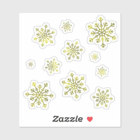 Sticker Jaune Jaune Jaune Joyeux Joyeux Noël Snowflakes Je (Feuille)
