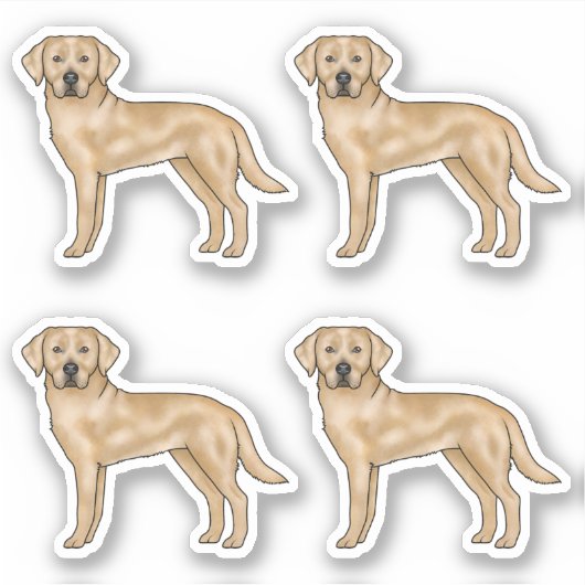 Sticker Jaune Labrador Retriever mignon Cartoon Lab Chig A (Devant)