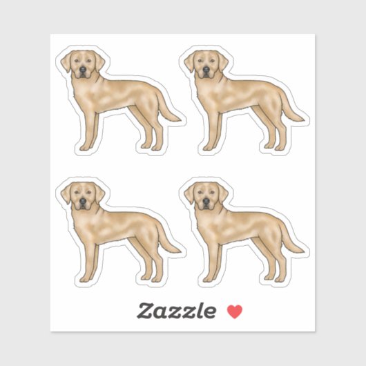 Sticker Jaune Labrador Retriever mignon Cartoon Lab Chig A (Feuille)