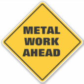 Sticker Jaune losange route prudence signe métal travail e (Devant)