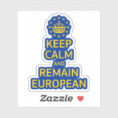 Sticker Jaune Moderne Bleu Garder Calme Couronne Pun Europ (Feuille)