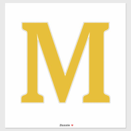 Sticker Jaune Moutarde Monogramme Initiales Nom Couleur Pe (Feuille)