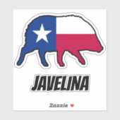 Sticker Javelina Silhouette avec drapeau d'état du Texas (Feuille)