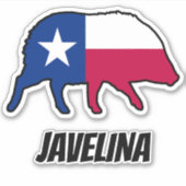 Sticker Javelina Silhouette avec drapeau d'état du Texas (Devant)