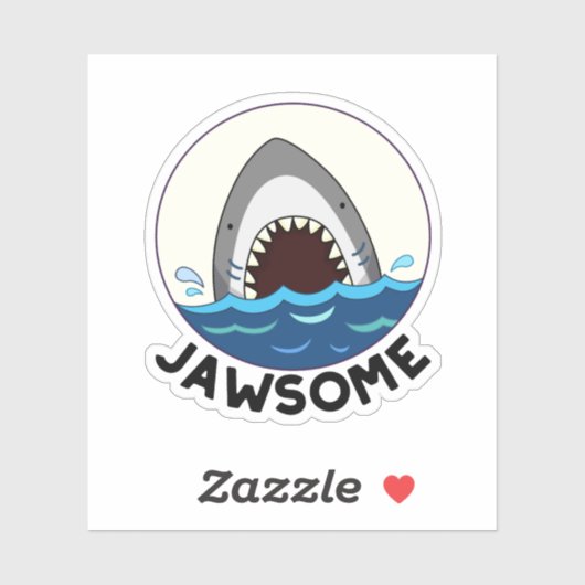 Sticker Jawsome Funny Shark Teeth Pun (Feuille)
