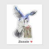 Sticker Jay bleu d'oiseau de la forêt (Feuille)