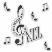 Sticker Jazz Piano G Clef and Notes (Devant)
