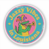 Sticker Jazzy Vibes_ Alligator Louisiane avec Mask Retro (Devant)