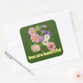 Sticker je bent mooie bloemen roze groen (Envelop)