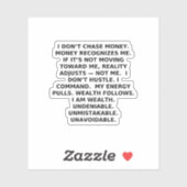 STICKER JE COMMANDE LA RICHESSE. PAS LES OPINIONS. (Feuille)