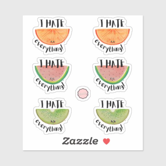 Sticker Je Déteste Tout, Tranches De Fruits Ssarcastiques (Feuille)
