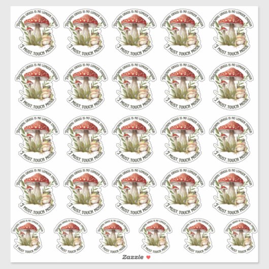Sticker "Je dois toucher la mousse" cachets en vrac (Feuille)