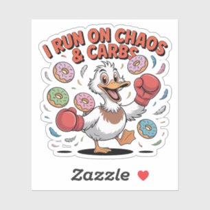 Sticker Je fonctionne au chaos et aux glucides Canard drôl