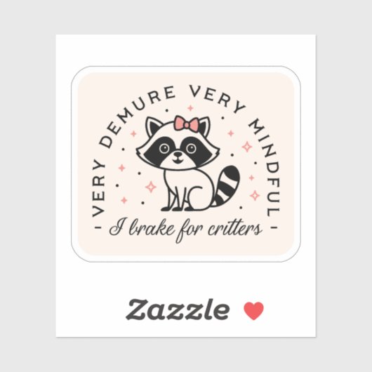Sticker Je freine pour les bêtes demure girly rose esthéti (Feuille)