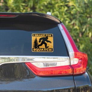 Sticker Je freine pour Squatch Rétro Bigfoot Jaune Drôle