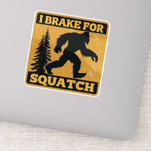 Sticker Je Freine Pour Squatch Rétro Bigfoot Noir et Jaune