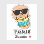 Sticker Je Joue Par Ear Funny Drummer Pun (Feuille)