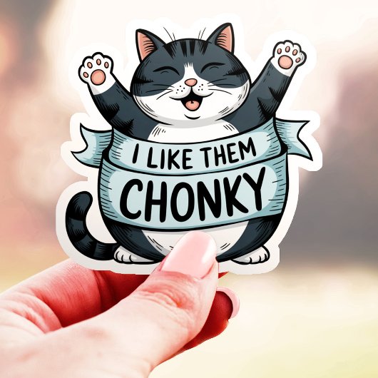 Sticker Je Les Aime Chonky Drôle Chat Vinyl