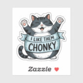 Sticker Je Les Aime Chonky Drôle Chat Vinyl (Feuille)
