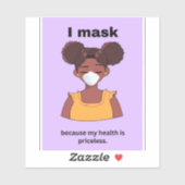 Sticker Je masque parce que ma santé est inestimable (Feuille)