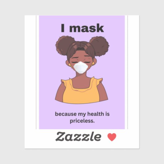 Sticker Je masque parce que ma santé est vinyle inestimabl (Feuille)