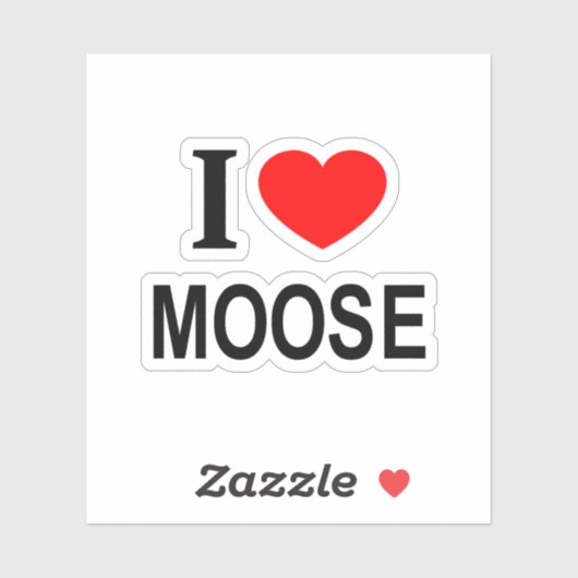 Sticker JE ❤️ MOOSE J'AIME MOOSE I HEART MOOSE Vinyl (Feuille)