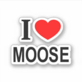 Sticker JE ❤️ MOOSE J'AIME MOOSE I HEART MOOSE Vinyl (Devant)